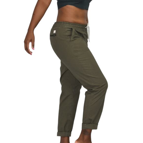 Vuori Vintage Ripstop Pants Green Cuffed Ankle Crop Cotton Drawstring Pull On XS - Picture 6 of 16